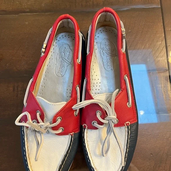 Womans sperry Topsider Red white and Blue Boat Shoes Sz 8.5 - Picture 2 of 6